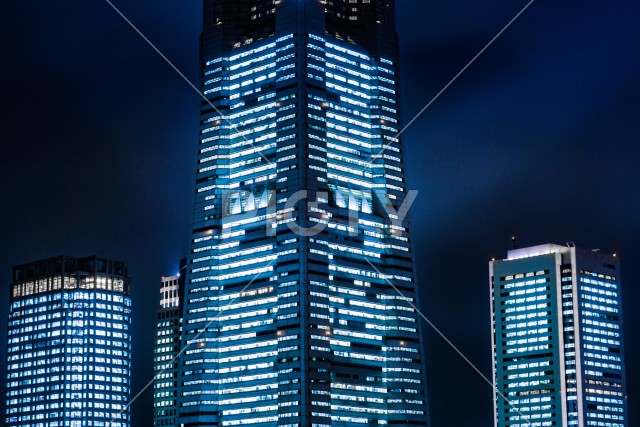 横浜みなとみらいの夜景（全館ライトアップ）