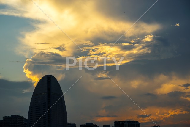 横浜の街並みと夕景