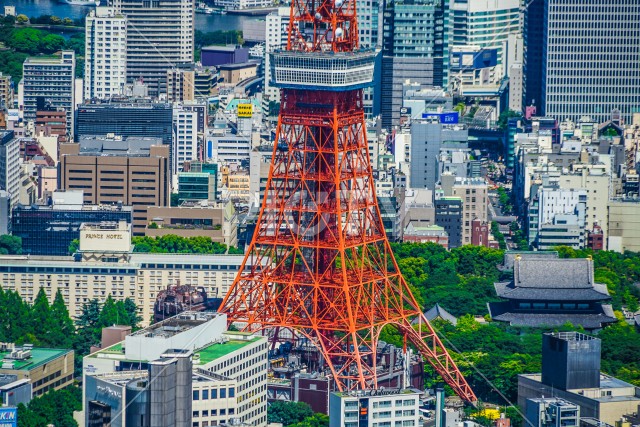 東京タワーと都市風景