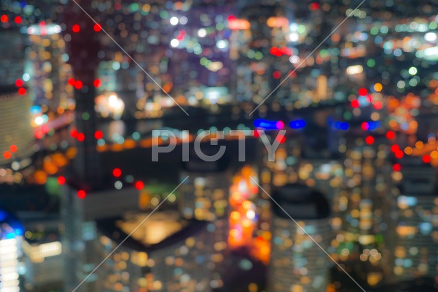 横浜ランドマークタワーから見える横浜の夜景（ボケ強）