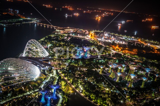 マリーナ・ベイ・サンズ展望台からの夜景（シンガポール）