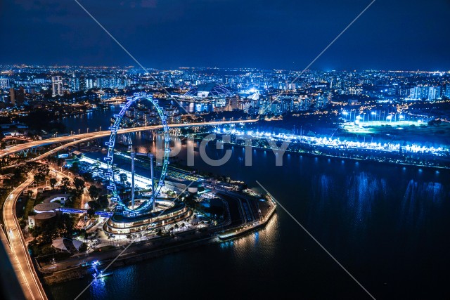 マリーナ・ベイ・サンズ展望台からの夜景（シンガポール）