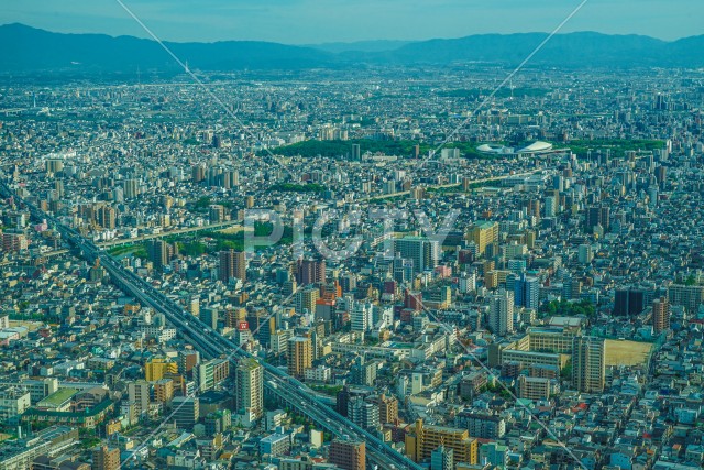 あべのハルカスからの大阪の街並み