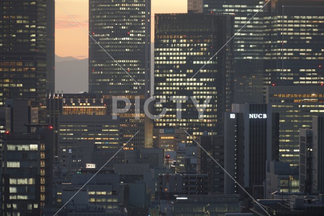 名古屋テレビ塔の展望台からの夕景