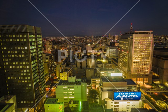 名古屋テレビ塔の展望台からの夕景