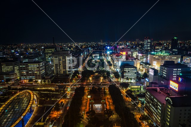 名古屋テレビ塔の展望台からの夕景