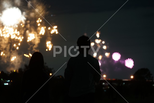 たまがわ花火大会の花火（2018年）