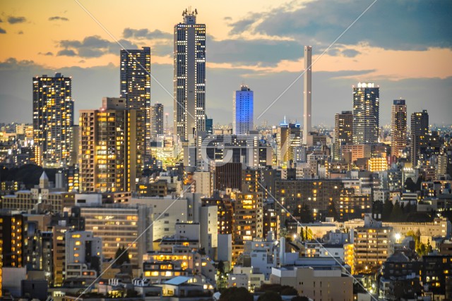 文京シビックセンターからの夕景（池袋方面）