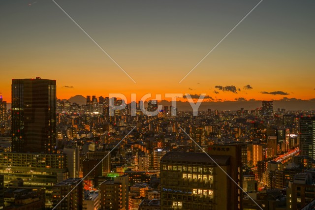 文京シビックセンターからの夕景（新宿方面）