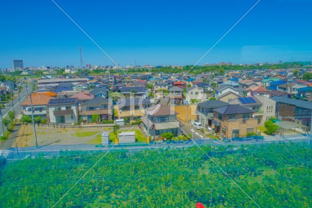 日野市の街並みと青空