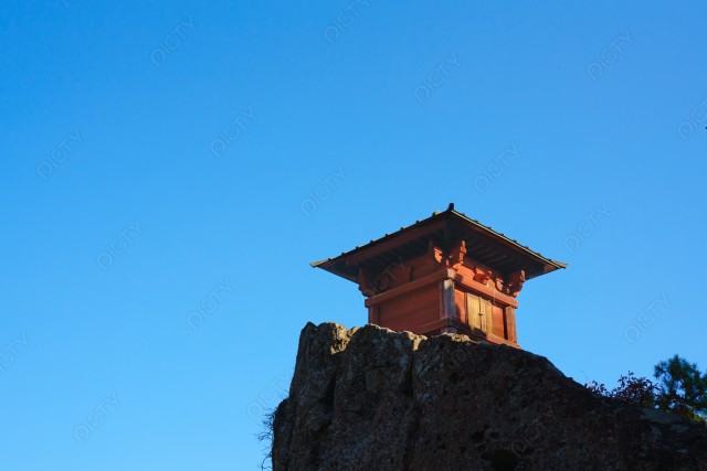 山形県山寺 青空と立石寺