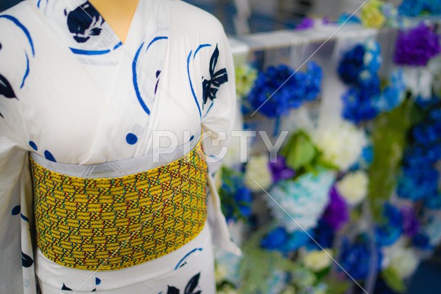 浴衣と紫陽花