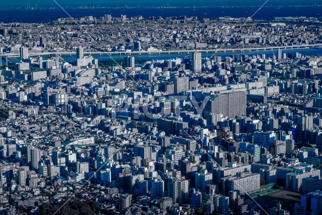 東京スカイツリーから見える荒川と東京の街並み