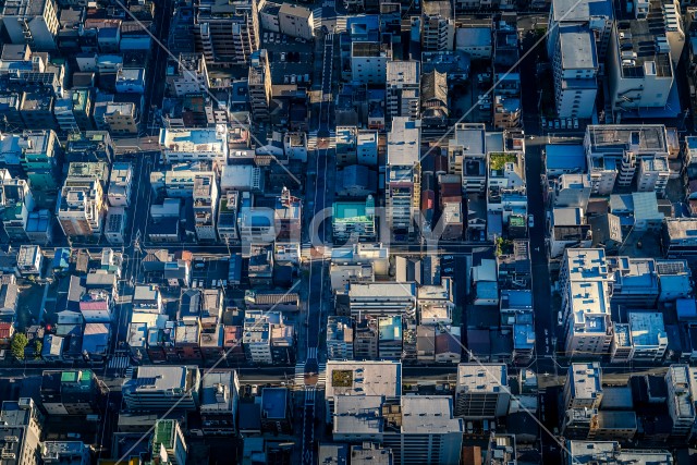 東京墨田区の下町の空撮