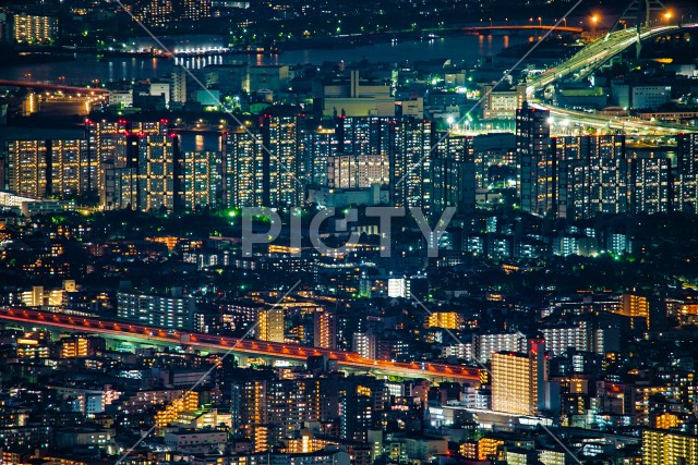 掬星台から神戸の夜景