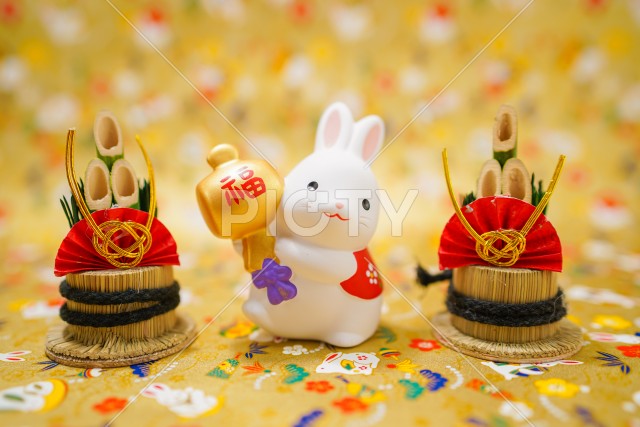 うさぎ年のお正月素材（卯年年賀状）