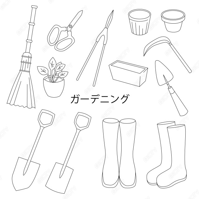 ガーデニング道具(線のみ)