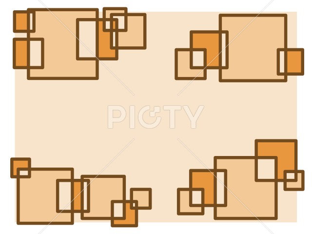 幾何学模様が重なる背景　四角枠　橙