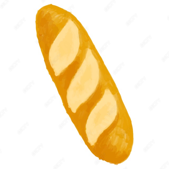 手描き風の美味しそうなフランスパンのベクターイラスト