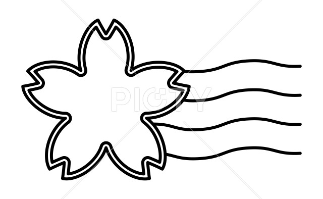 桜の花の黒い消印アイコン