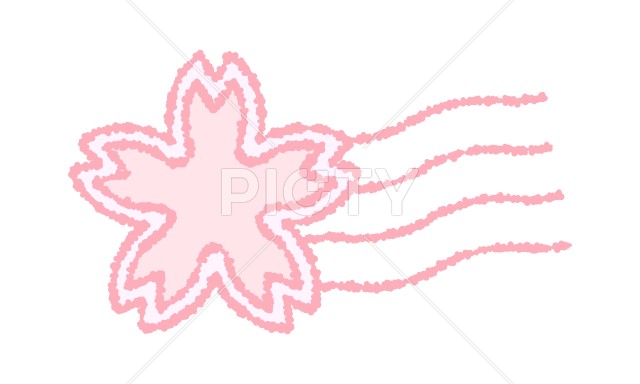 桜の花のピンク色の消印アイコン