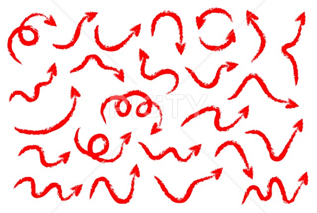 クレヨンで書いたい赤矢印のアイコンセット