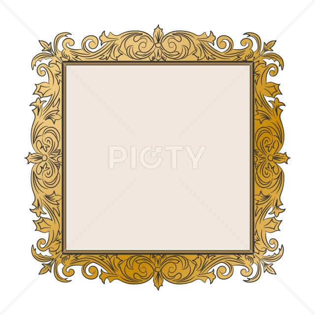アンティーク調の金色の唐草模様が美しいロココ調の飾り枠素材