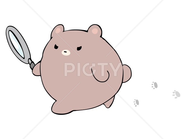 足跡を残す ルーペ くま