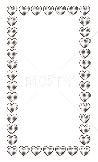 ドット柄の網掛けが可愛い手書き風ハートの長方形フレーム