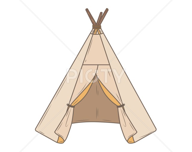 ナチュラルなベージュカラーのティピーテントのイラスト