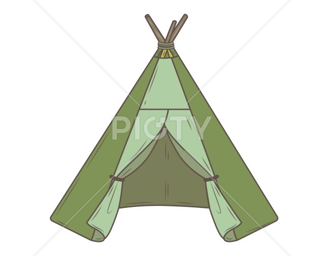 アウトドアやグランピングをイメージしたモスグリーンカラーの北欧風キャンプテント