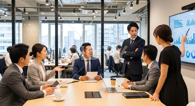 グラフを使ったプレゼンテーションとオフィスでの会議