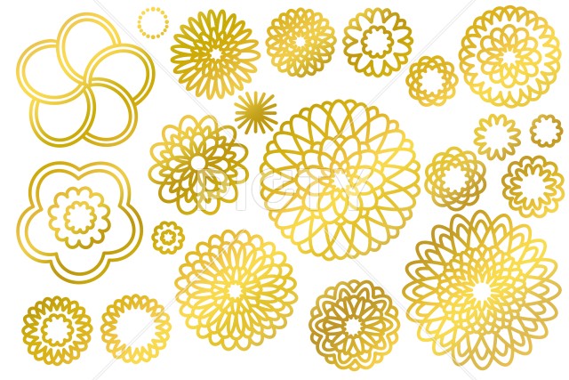 和風の梅の花と菊の花のアイコンセット