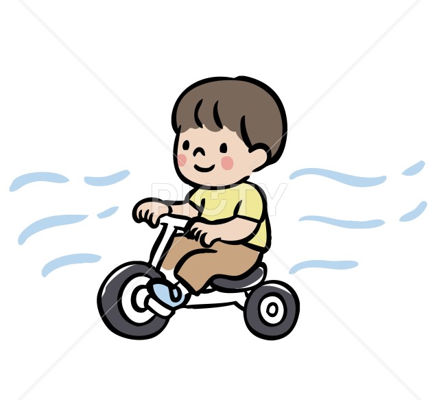 三輪車をこぐ子どものイラスト