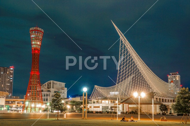 神戸ポートタワーと神戸の夜景