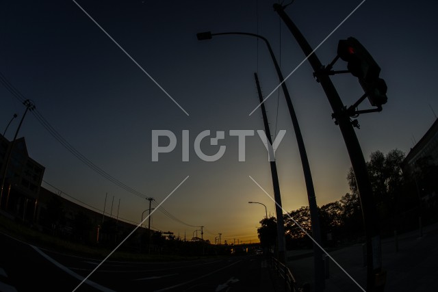 夕景と電柱